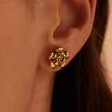 Stainless steel goldplated oorknoppen bloem