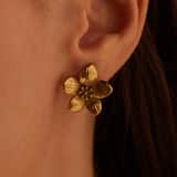 Stainless steel goldplated oorknoppen bloem