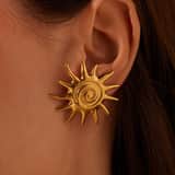 Stainless steel goldplated oorknoppen zon