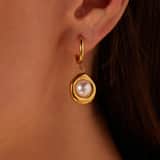 Stainless steel oorringen met parel voor dames
