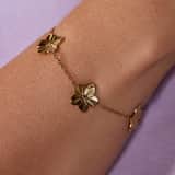 Stainless steel goldplated armband bloemen