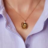 Stainless steel ketting met medaillon ovaal met zirkonia voor dames