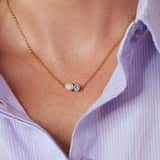 Stainless steel ketting met hanger medaillon met zirkonia voor dames
