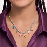 Stainless steel ketting blauw met hangers voor dames