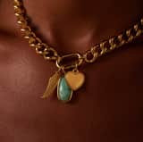 Stainless steel goldplated bedelketting gourmet voor dames