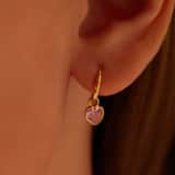 Zilveren goldplated kinderoorringen hart met zirkonia