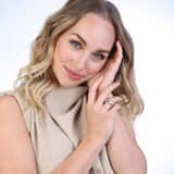 14K witgouden ring 10 diamanten 0,05ct en saffier