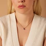 Stainless steel roséplated ketting met hanger met zirkonia voor dames