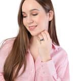 Stainless steel roséplated ring met kristal voor dames