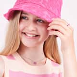 Little Miss Fabulous gerecycled stainless steel kinderketting hart met roze kristal