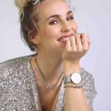 Gerecycled stainless steel ketting & armband 3ringen kristal