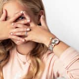 Stainless steel roséplated kinderarmband bangle met kristal