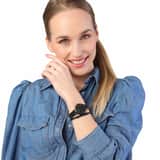 Schwarzes Edelstahlset mit Jet Kristall