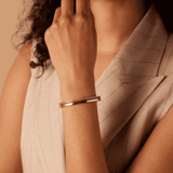 Gerecycleerd stainless steel armband bangle rose light peach kristal