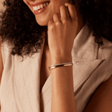 Gerecycleerd stainless steel armband bangle rose wit kristal