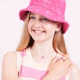 Little Miss Fabulous stainless steel kinderoorbellen hart met light pink kristal