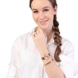 Stainless steel ring roseplated 2rij met kristal