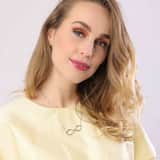 Zilveren naamketting infinity zirkonia voor dames