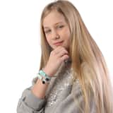 Elastisches Kinderarmband in Minzgrün mit Einhorn-Anhänger