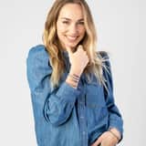 Gerecycled stainless steel armband met blauwe kralen