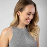 Zilveren goldplated suspender oorbel met zirkonia voor dames
