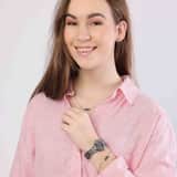 Armband, Edelstahl, Jaspis in Schwarz