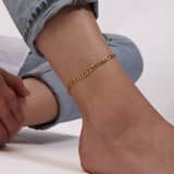 Gerecycleerd stainless steel goldplated enkelbandje figaro schakel