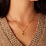 Stainless steel goldplated ketting met hanger munt voor dames