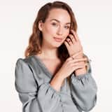 Stainless steel goldplated ring met zirkonia voor dames