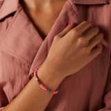 Armband aus Edelstahl, vergoldet, mit Perlen in Fuchsia