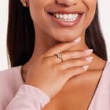 Stainless steel goldplated ring met zirkonia voor dames