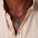 Stainless steel ketting met ronde doodskop voor heren