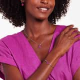 Armband aus Edelstahl, Herz mit Kristall, Fuchsia
