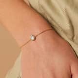 Stainless steel goldplated fantasiearmband met wit turquoise voor dames