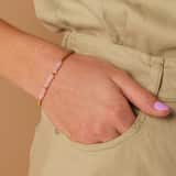 Stainless steel goldplated fantasiearmband met rozenkwarts voor dames