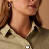 Stainless steel goldplated oorhangers bloem open bewerkt fuchsia voor dames