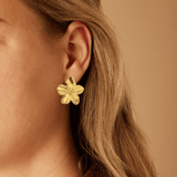 Stainless steel goldplated oorkappen bloemen voor dames