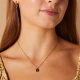 Stainless steel goldplated ketting met hanger met saffier voor dames