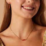Stainless steel goldplated oorringen met rode onyx voor dames