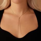 Zilveren Y ketting met hart zirkonia