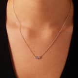 Collier, 925 Silber, drei Blumen mit Zirkonia