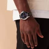 Q&Q Herrenuhr mit schwarzem Lederarmband