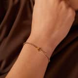 Stainless steel goldplated fantasiearmband met letterhanger L met zirkonia voor dames