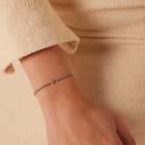 Tennisarmband aus Edelstahl, mit weißem kubischem Zirkonia, Buchstabe: I