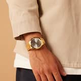 Q&Q Herrenarmbanduhr aus goldfarbenem Edelstahl C10A-044PY