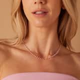 LuLu Jewels stainless steel goldplated ketting met rozenkwarts voor dames