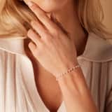 Stainless steel goldplated fantasiearmband met rozenkwarts voor dames