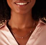 Stainless steel ketting gemstone rhodonite voor dames