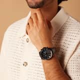 Edifice Uhr mit Solarfunktion und Armband aus Leder, Schwarz, EQS-940NL-1AVUEF