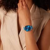 Bering horloge met stoffen band blauw 18040-308